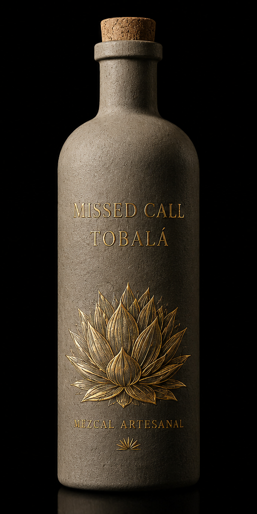 Missed Call Mezcal — Tobalá edition, gold embossed clay bottle